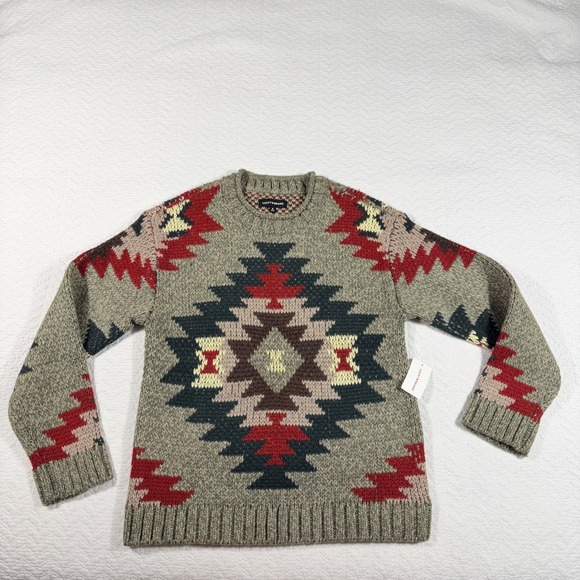 NWT Lucky Brand Southwestern Geometric Wool Blend Sweater Mens M Aztec Boho - Picture 3 of 10